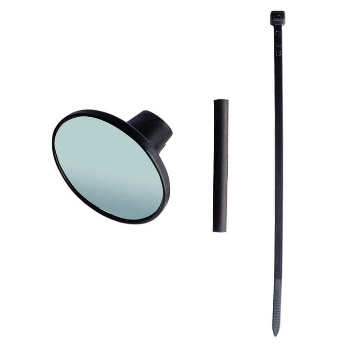 Doubletake Mirror front view showing compact design and rugged look for trail durability