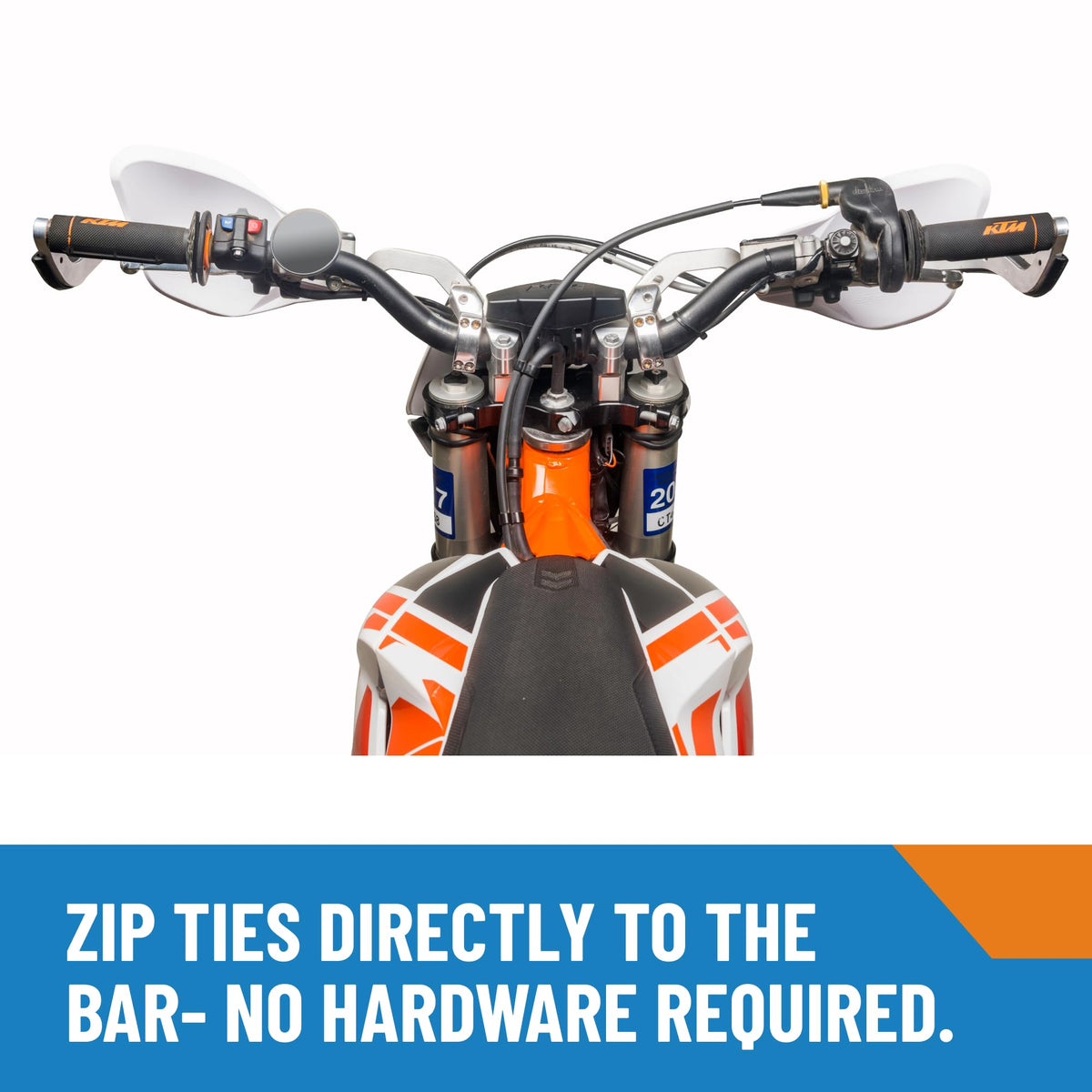 Doubletake Mirror mounted on handlebar demonstrating low-profile placement behind controls