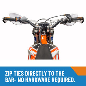 Doubletake Mirror mounted on handlebar demonstrating low-profile placement behind controls