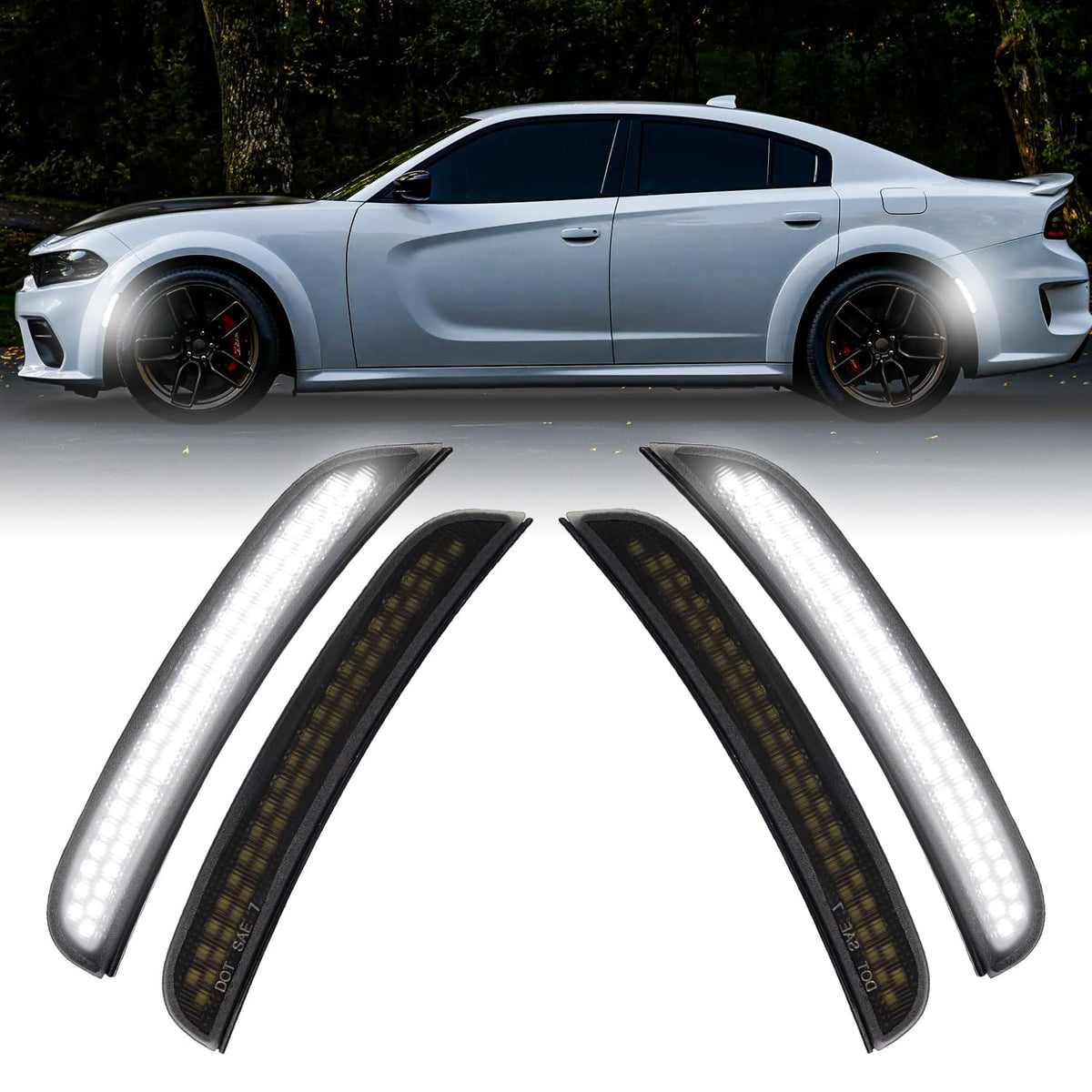 DouMmantn front marker lamp packaging showing complete 4-piece kit and fitment benefit
