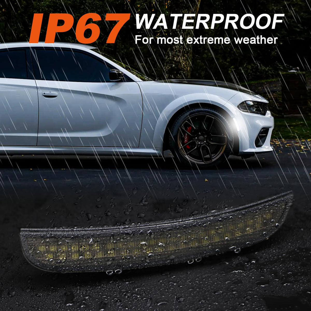 DouMmantn wet road weatherproof test showing IP67 protection and durability benefit