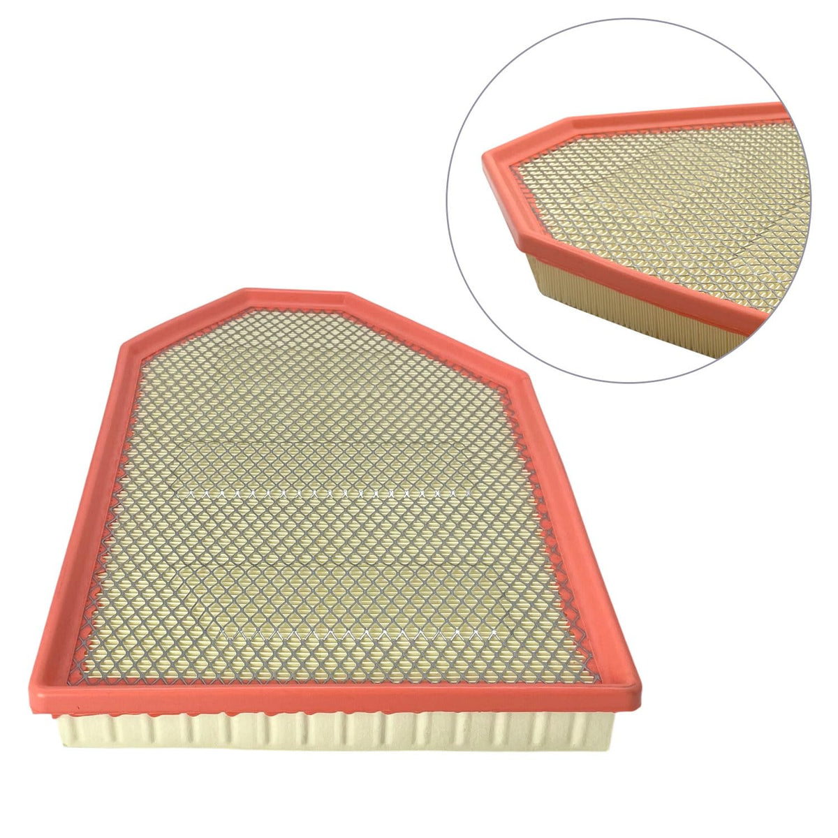 DOVOSO cabin filter close-up showing folded media to trap pollen and dust