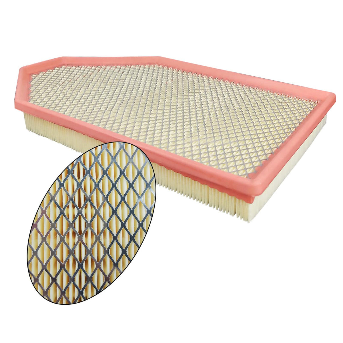 DOVOSO engine air filter top view highlighting pleated media for airflow protection