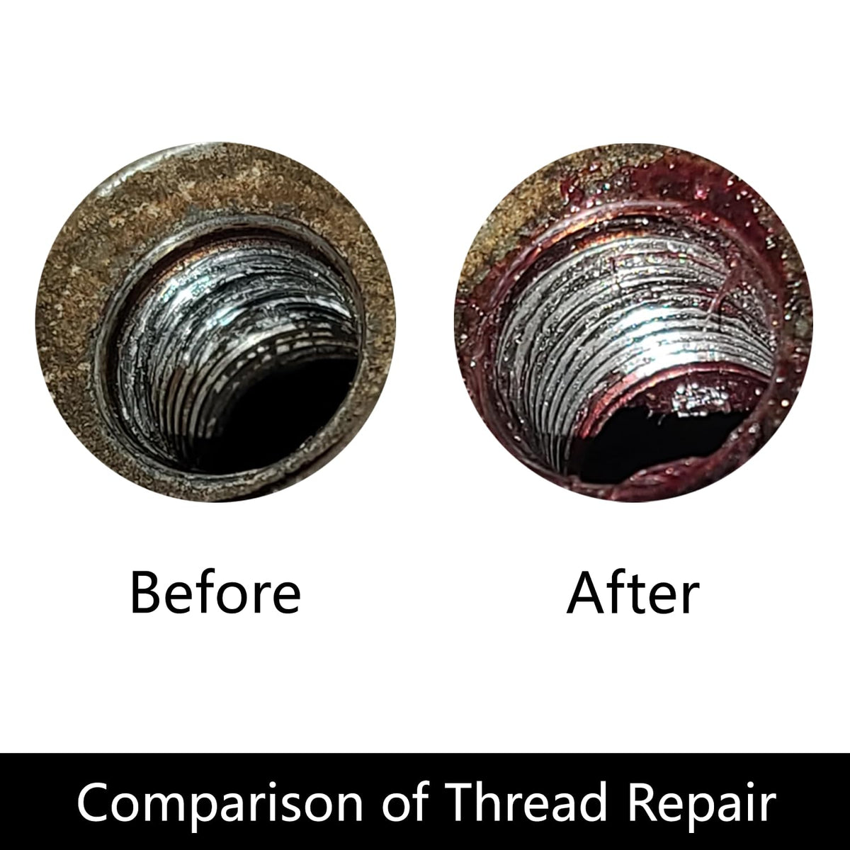 DPTOOL thread chaser installed in engine spark plug hole showing tool in use for quicker repairs