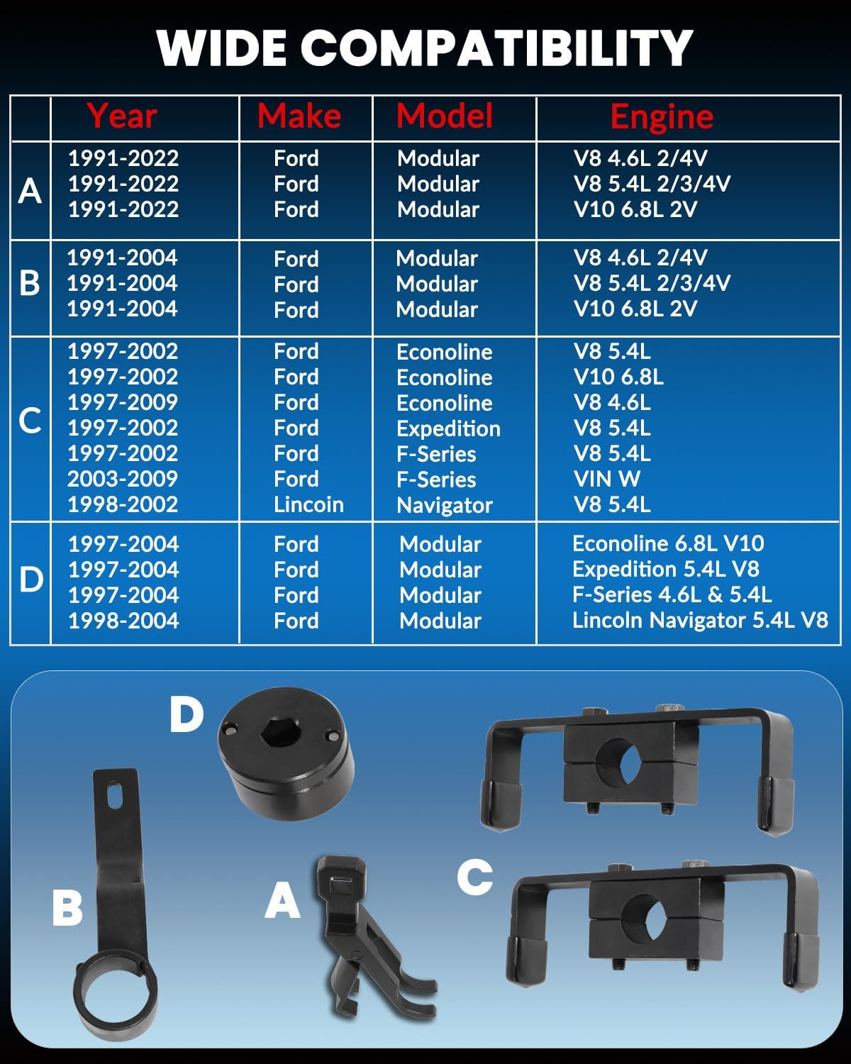 DPTOOL camshaft holding tool detail showing hardened metal for reliable cam alignment