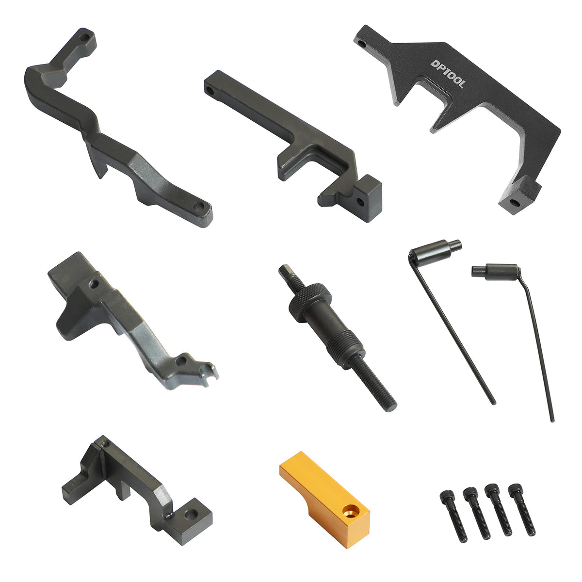 DPTOOL camshaft lock installed on engine demonstrating secure timing positioning
