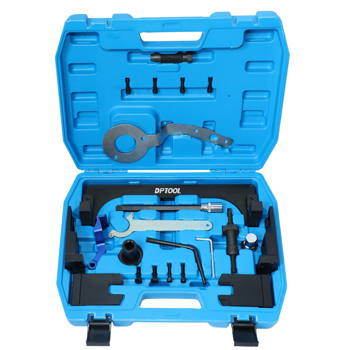 DPTOOL front-packaging showing complete timing tool kit and clear contents benefit convenience