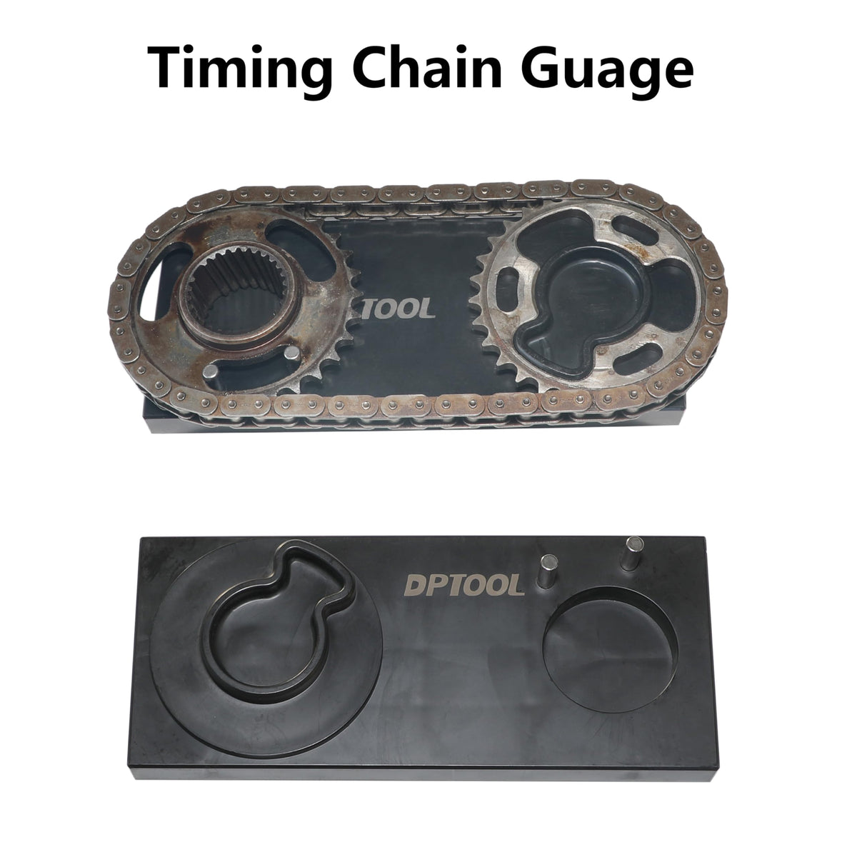 DPTOOL chain tensioner and lock pin detail showing secure tension control benefit