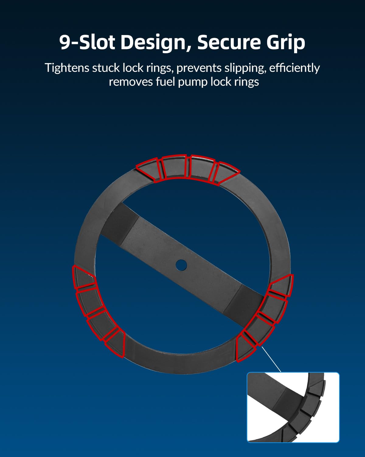 DPTOOL close-up of nine-slot detail highlighting secure grip to prevent slippage