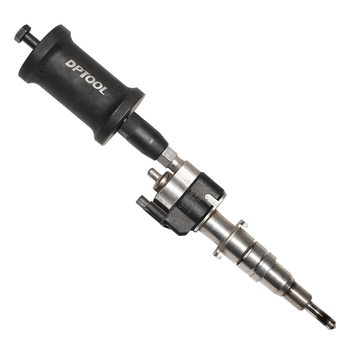 DPTOOL adapter closeup demonstrating secure injector connection and reliability