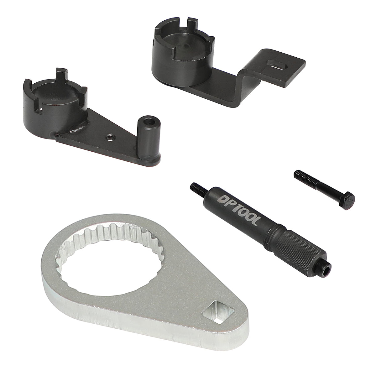 DPTOOL diesel pump locking tool engaged on sprocket preventing rotation benefit