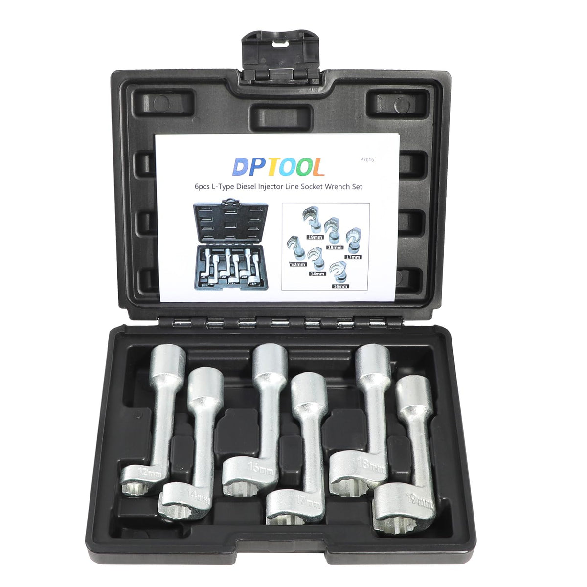 DPTOOL front view showing complete 6pc kit and case enables organized transport