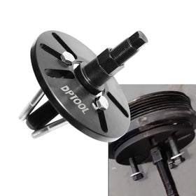 DPTOOL tool in use on engine showing safe harmonic balancer removal and even force distribution