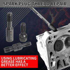 DPTOOL tool in use rethreading spark plug hole enabling quick restoration without head removal