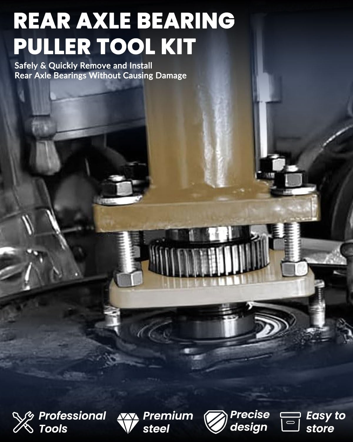 DPTOOL kit installed on a Tacoma hub using a press to demonstrate safe, efficient removal