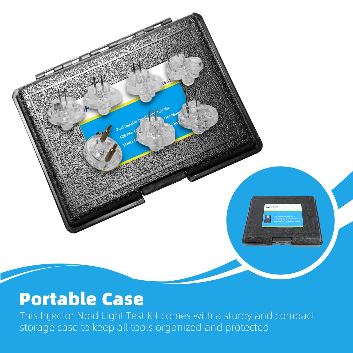 DPTOOL portable case packed with noid lights and IAC tester for organized transport