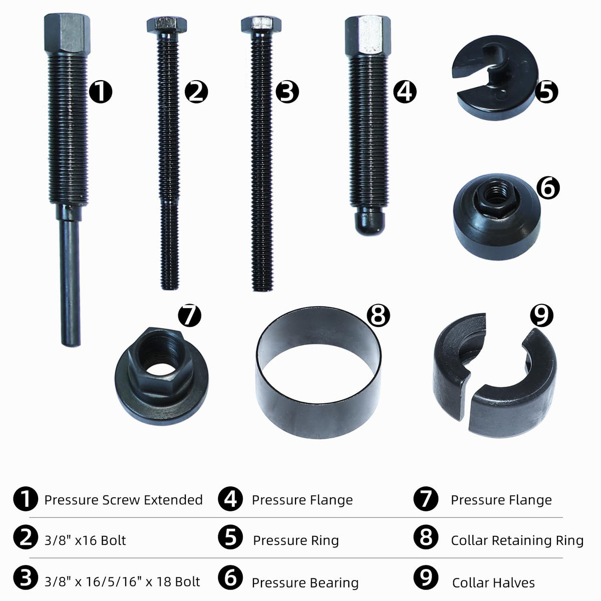 DPTOOL pulley puller components laid out for quick selection and faster jobs