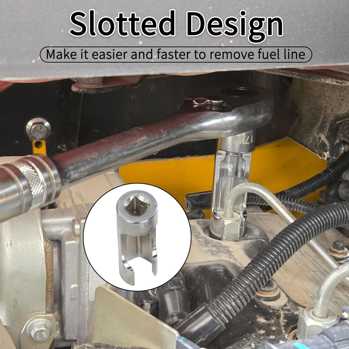 DPTOOL sockets beside ratchet illustrating scale and proper drive compatibility