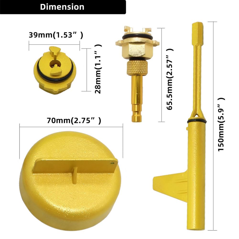 DPTOOL kit beside ruler demonstrating compact size for shop storage and transport convenience