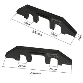DPTOOL tool next to ruler illustrating scale and fit for 3.5L V6 EcoBoost