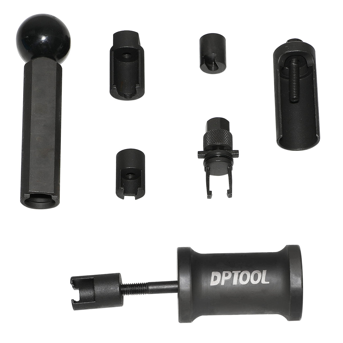 DPTOOL slide hammer attached to puller removing a stuck injector safely