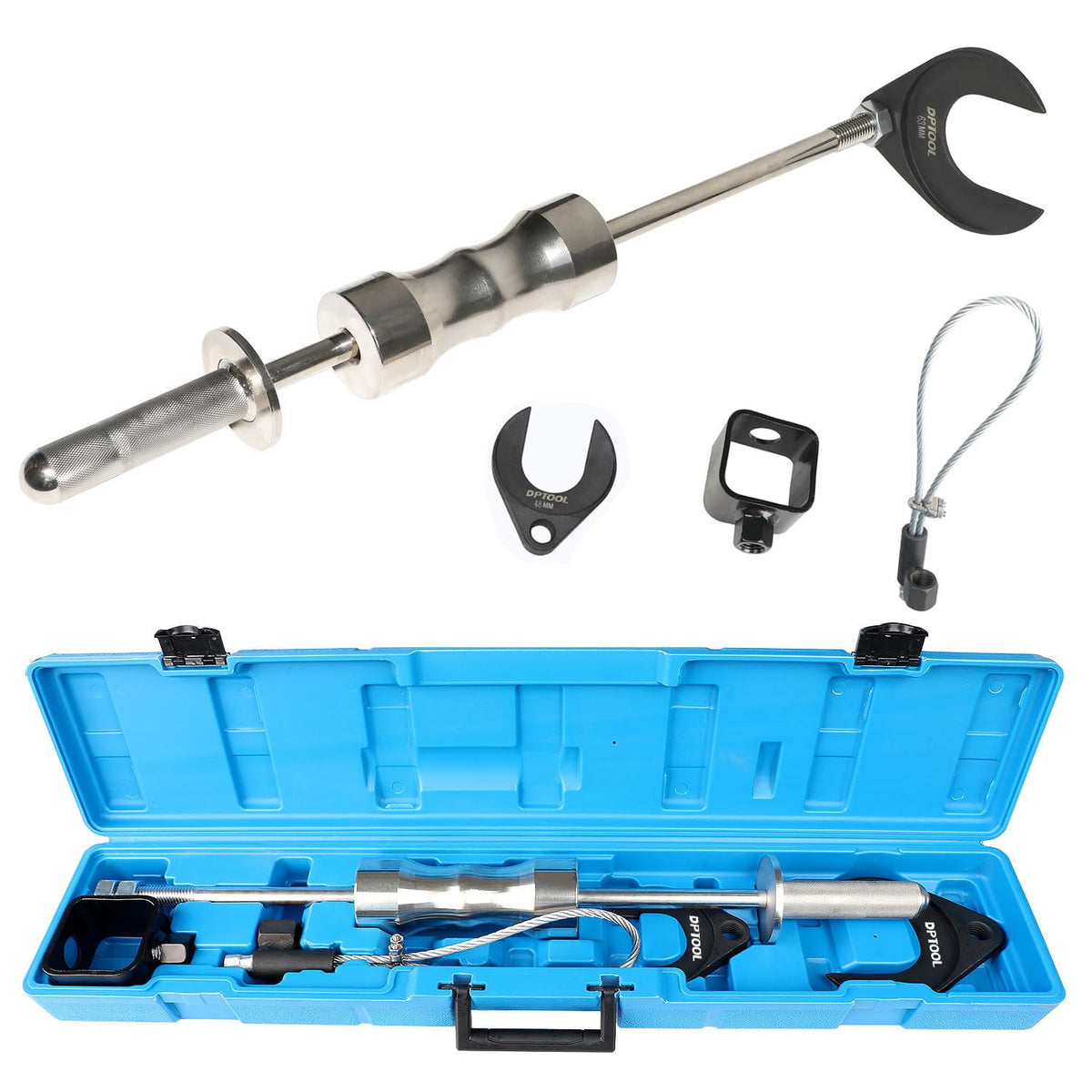DPTOOL slide hammer front view shows heavy-duty build and efficient pulling power