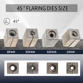 DPTOOL split dies arranged for four tube sizes offering accurate repeatable clamping