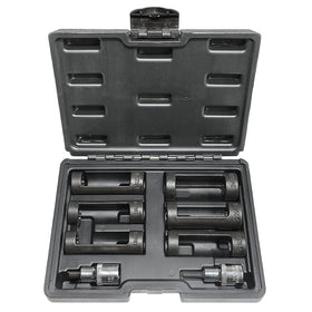 DPTOOL front view of the complete strut nut socket set showing sizes and layout, ensures correct selection
