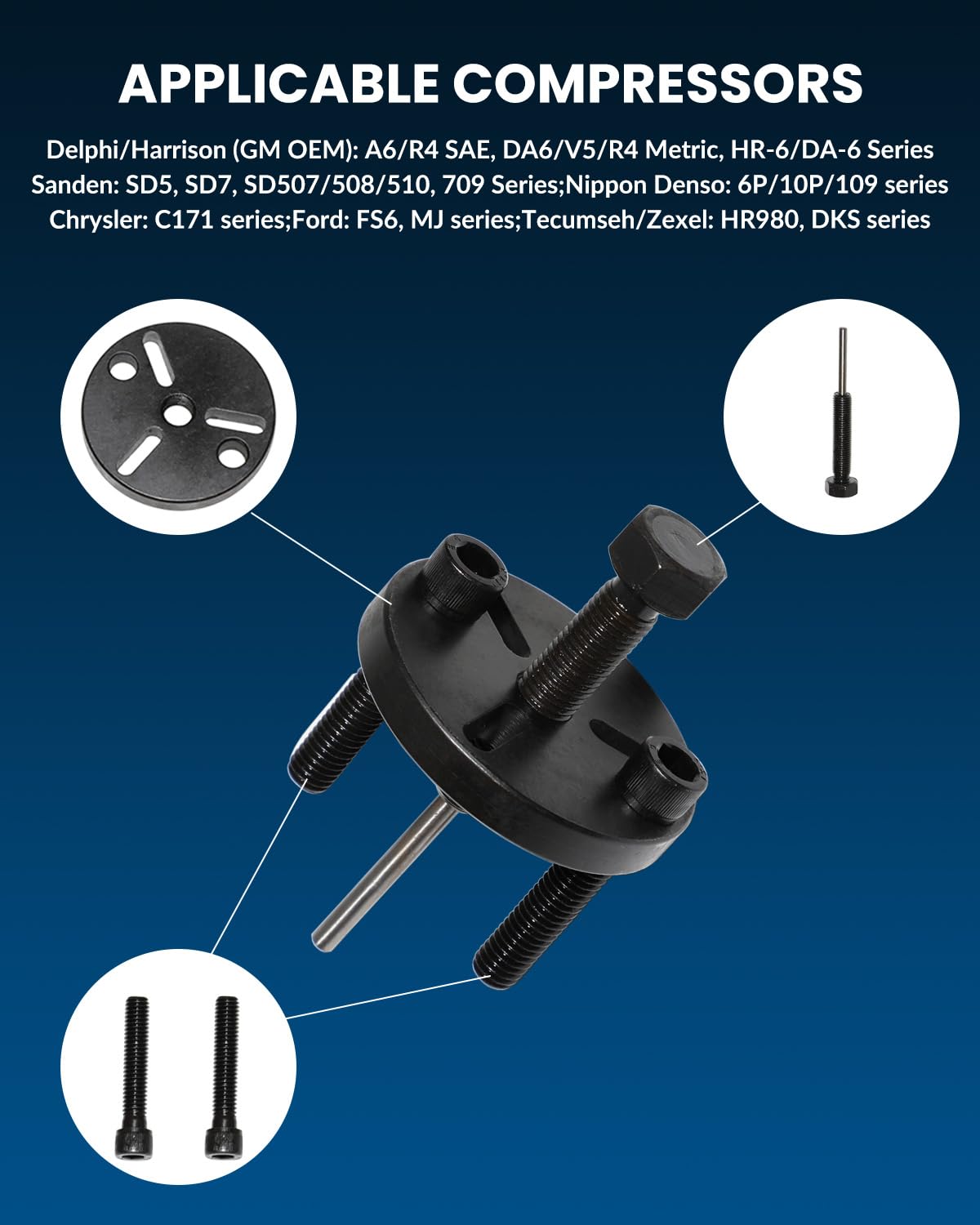 DPTOOL multiple thread adapters laid out showing compatibility across vehicle hubs