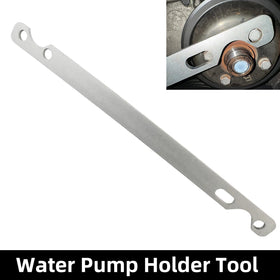 DPTOOL engaged on a BMW water pump pulley to prevent rotation during nut removal