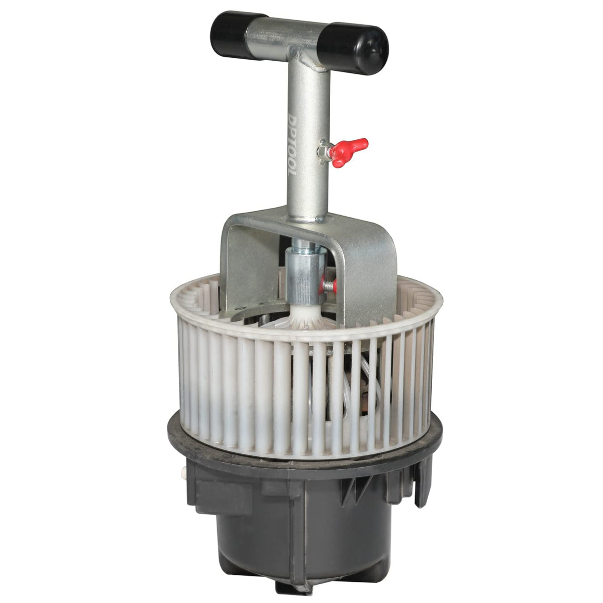 DPTOOL tool installed on a vehicle blower assembly for safer removal