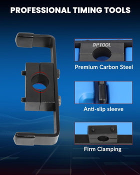 DPTOOL tools installed on Ford engine showing correct alignment and safe service
