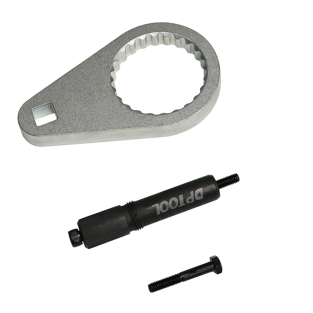 DPTOOL tools installed on 2.8L Duramax engine demonstrating safe timing hold benefit