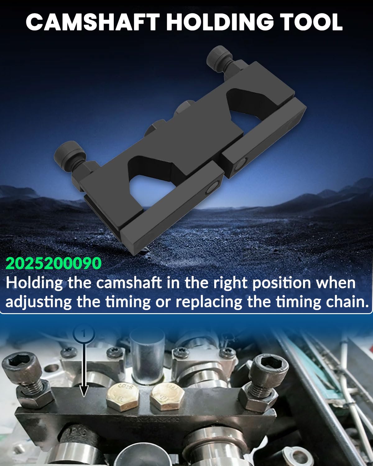 DPTOOL tools fitted on a 3.6L Pentastar engine demonstrating correct alignment benefits