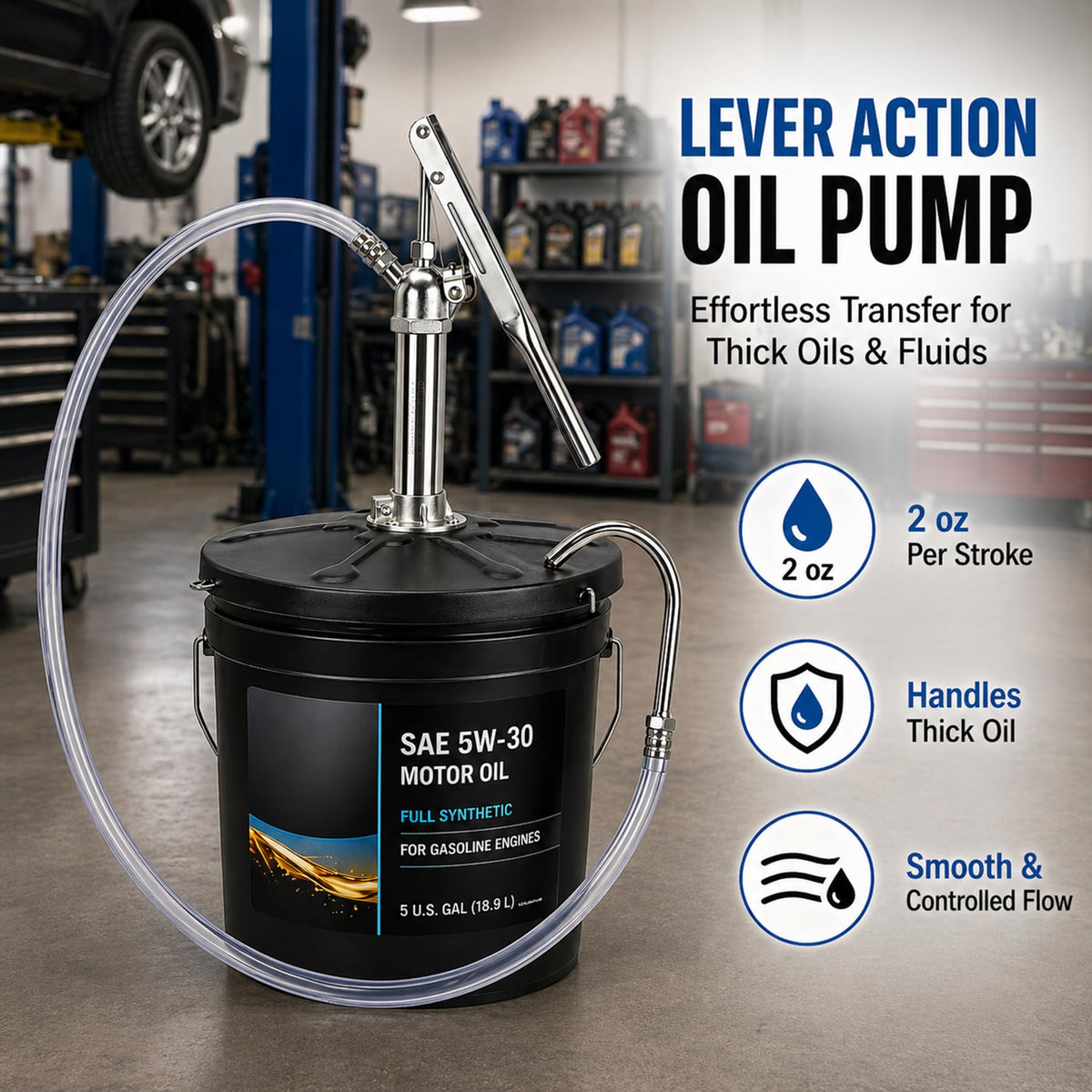 DR. tuer clear 4.1ft hose showing oil flow for visual monitoring and spill prevention