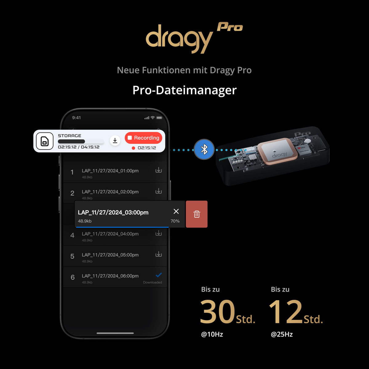 Dragy Pro next to ruler for size comparison highlighting portable design