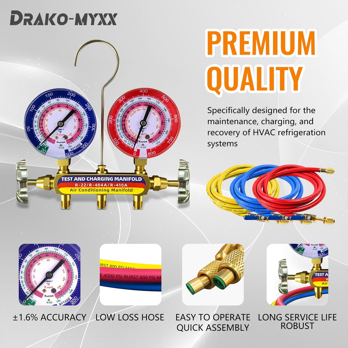 Drako-Myxx close-up of 80mm gauge face ensuring easier pressure interpretation