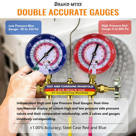 Drako-Myxx gauges connected to condenser demonstrating in-field diagnostic benefit