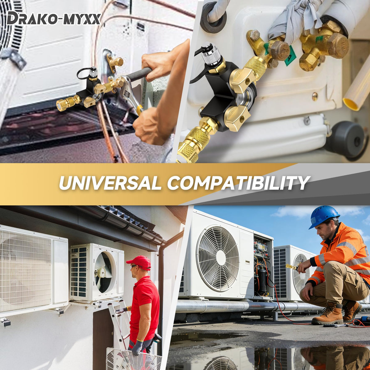 Drako-Myxx tool in use on HVAC port to reduce refrigerant loss and speed service