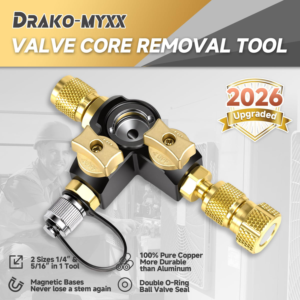 Drako-Myxx magnetic cap detail securing valve cores to prevent lost parts on job