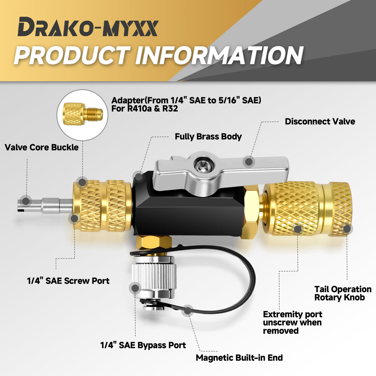 Drako-Myxx magnetic cap holding valve cores for organized service and fast swaps