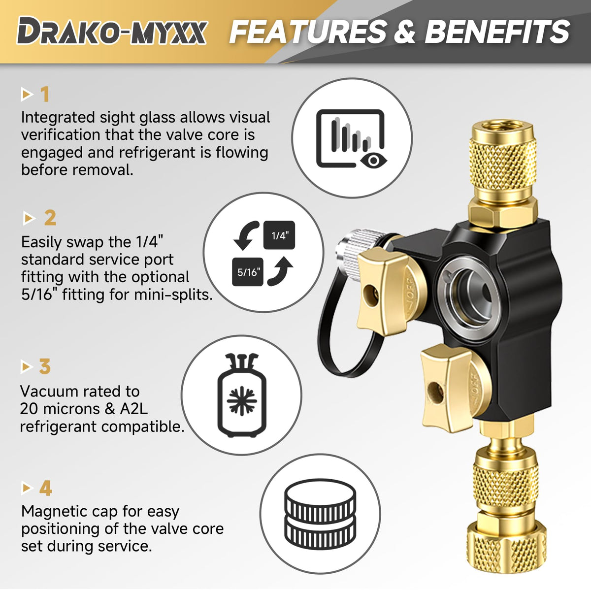 Drako-Myxx close-up of sight glass for clear visual confirmation and safer removal