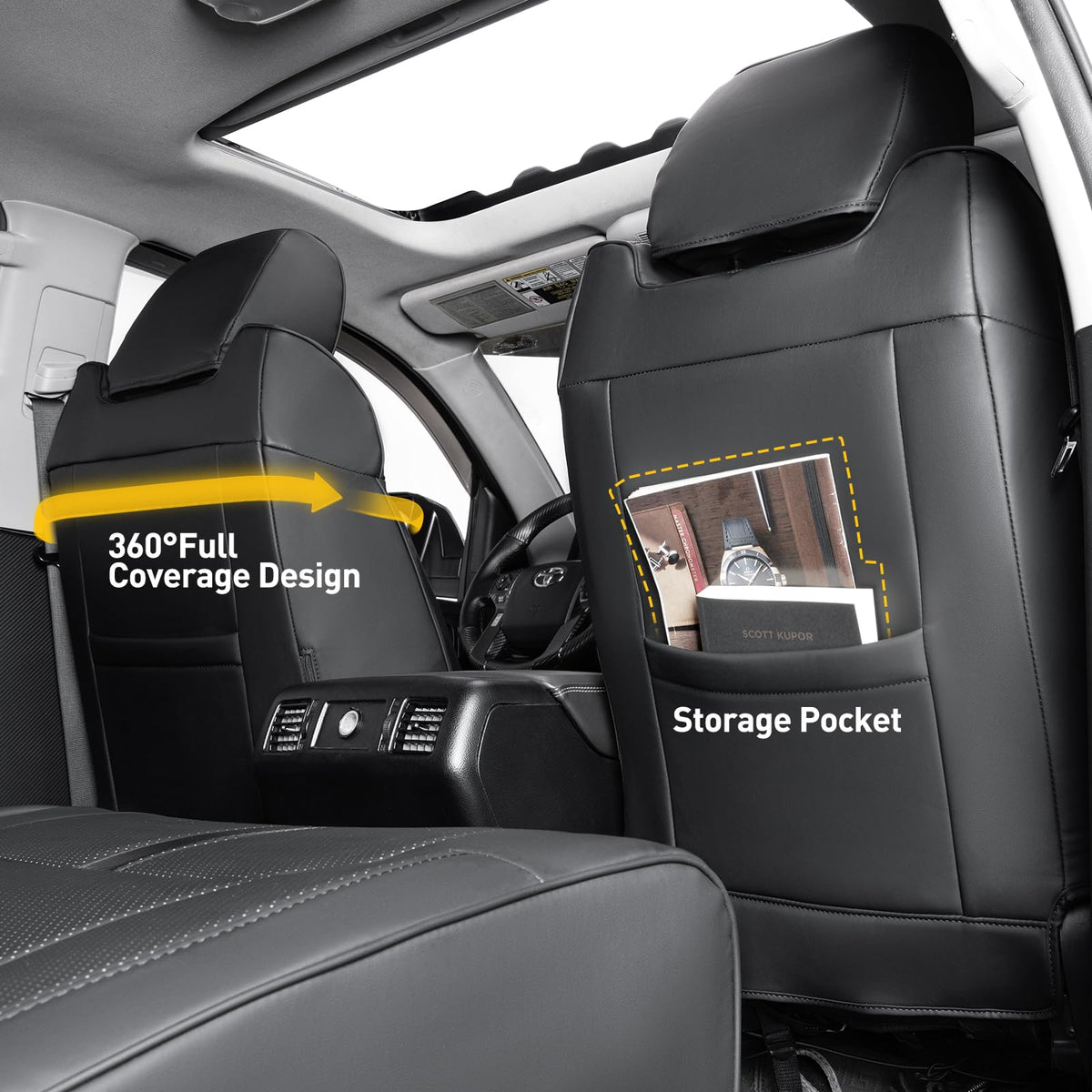 DrCarNow rear bench coverage for CrewMax showing full-seat protection