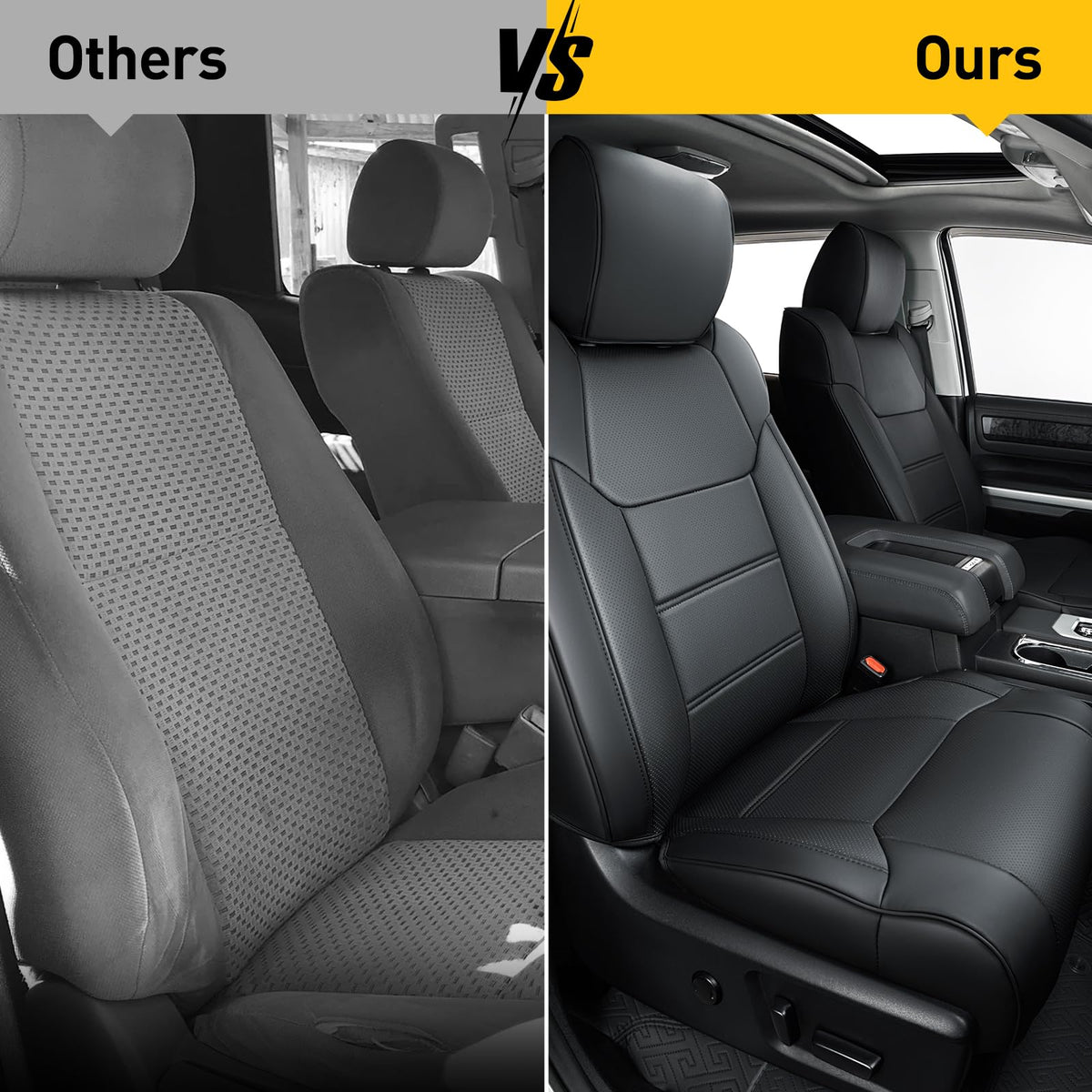 DrCarNow seat covers protecting Tundra interior from dog's paws and dirt