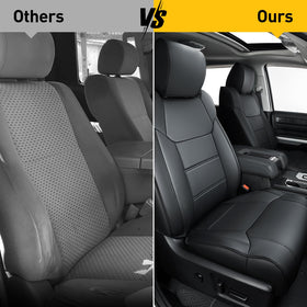 DrCarNow seat covers protecting Tundra interior from dog's paws and dirt