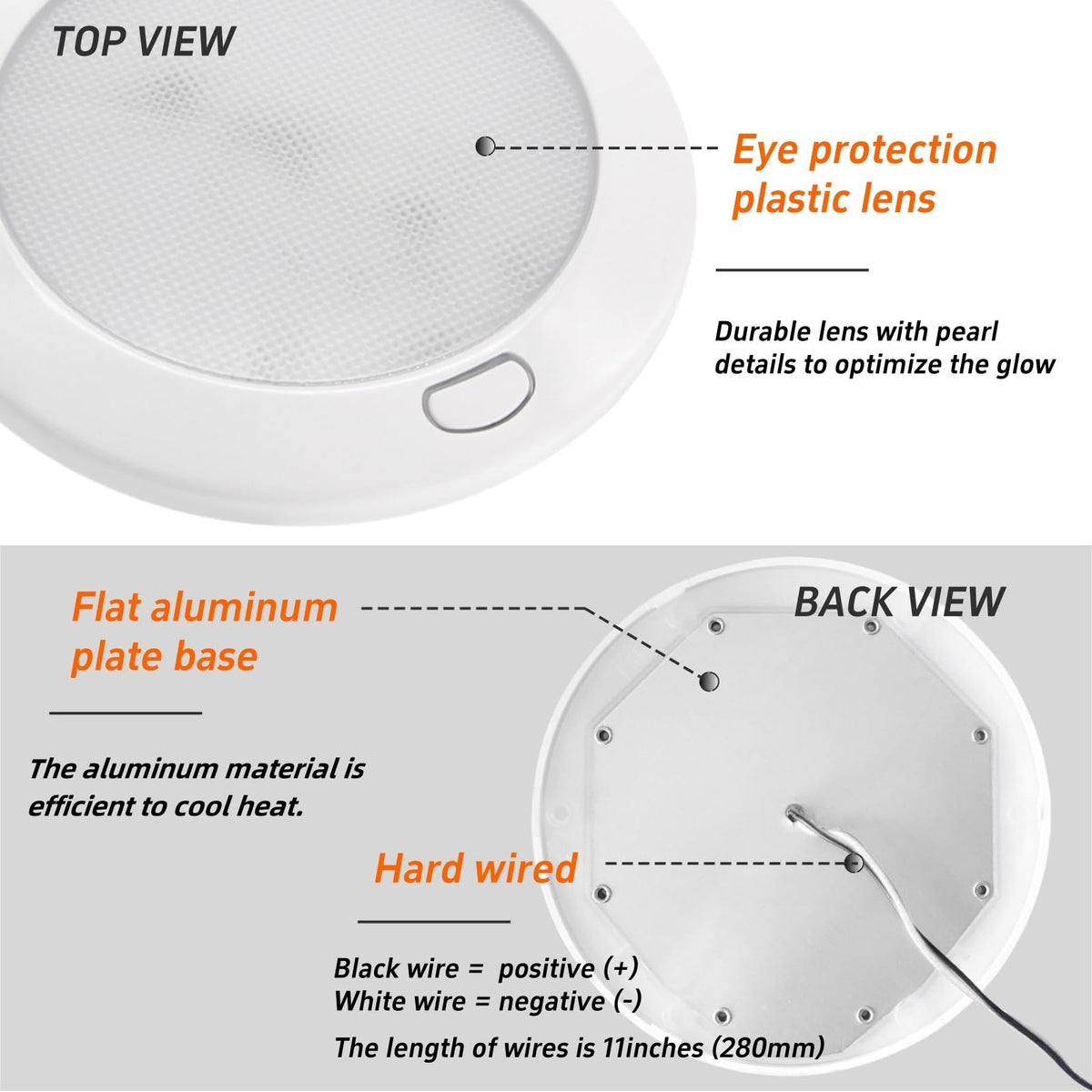 Dream lighting integrated dimmer button pictured for easy brightness control and memory