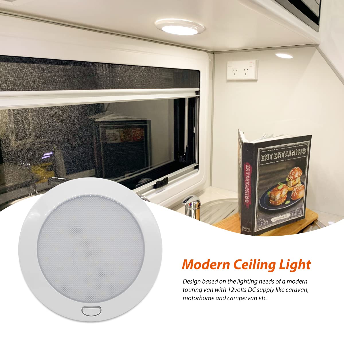 Dream lighting lit RV interior scene showing cozy ambient lighting benefit in camper