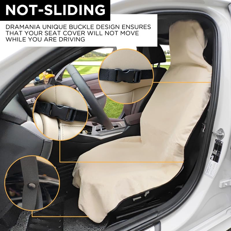 DREAMANIA installed on leather seat protects upholstery without blocking airbags