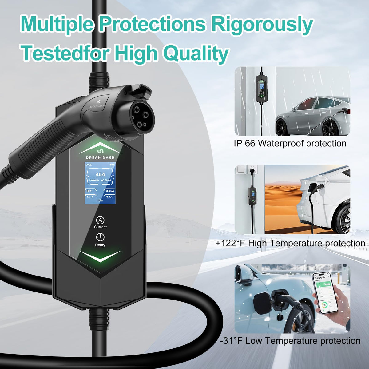 DREAMDASH weatherproof seal detail showing IP66 durability benefit