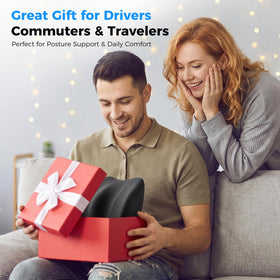 Dreamer Car pillow beside ruler showing compact size and easy portability benefit